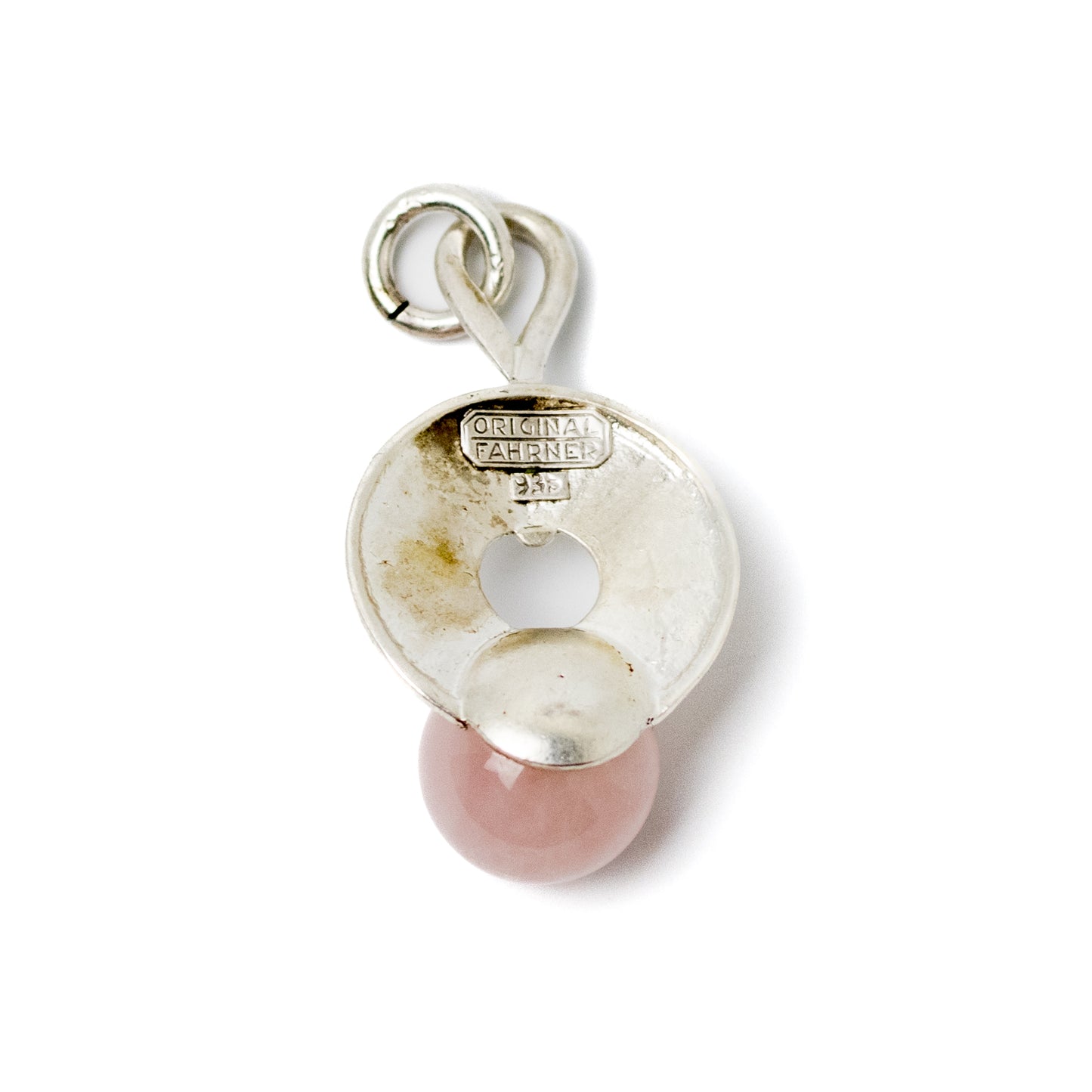Theodor Fahrner Original Modernist Silver Pendant with Rose Quartz Sphere