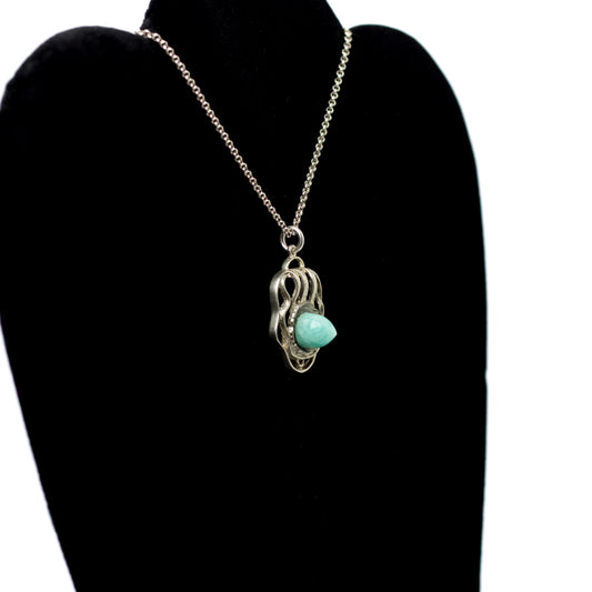 Vintage Theodor Fahrner Silver Pendant with Amazonite Bullet Cabochon