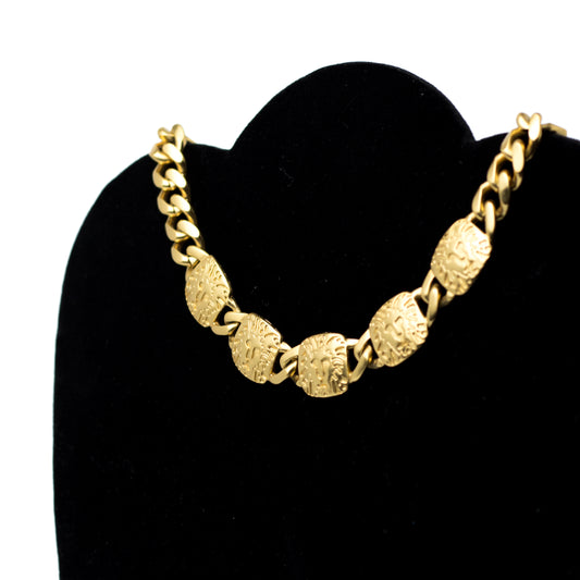 Vintage Anne Klein Matte Gold Lion Head Choker Necklace in Matte Gold