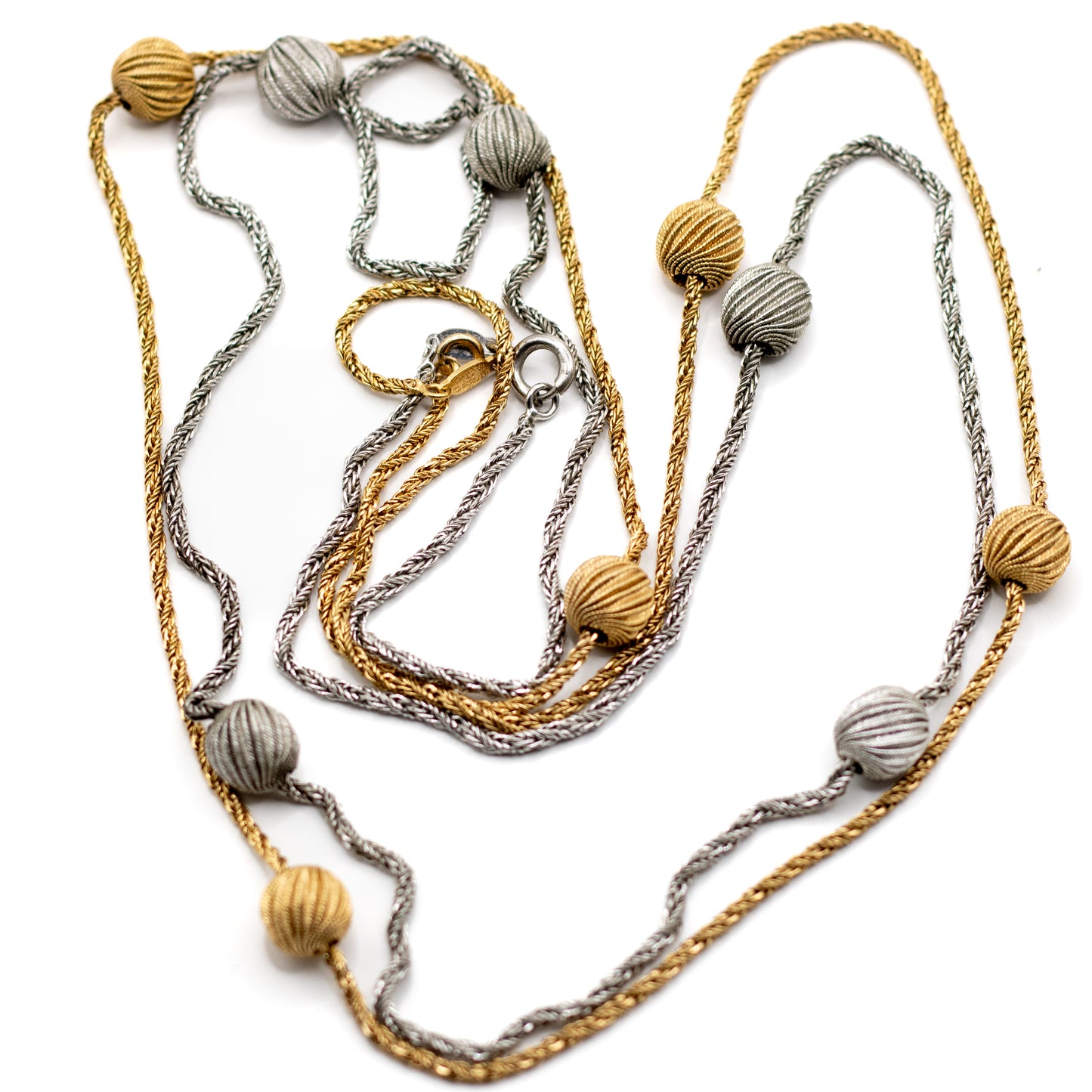 1960s Henkel & Grosse For Dior Vintage Silver Tone Long Necklace