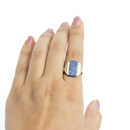 Theodor Fahrner 1930s Art Deco Silver Ring with Lapis Lazuli