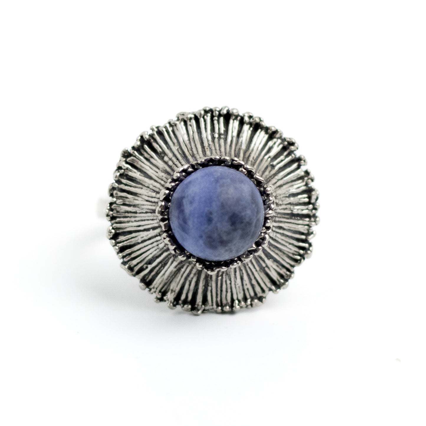 Theodor Fahrner Brutalist Sterling Silver Ring with Matte Sodalite