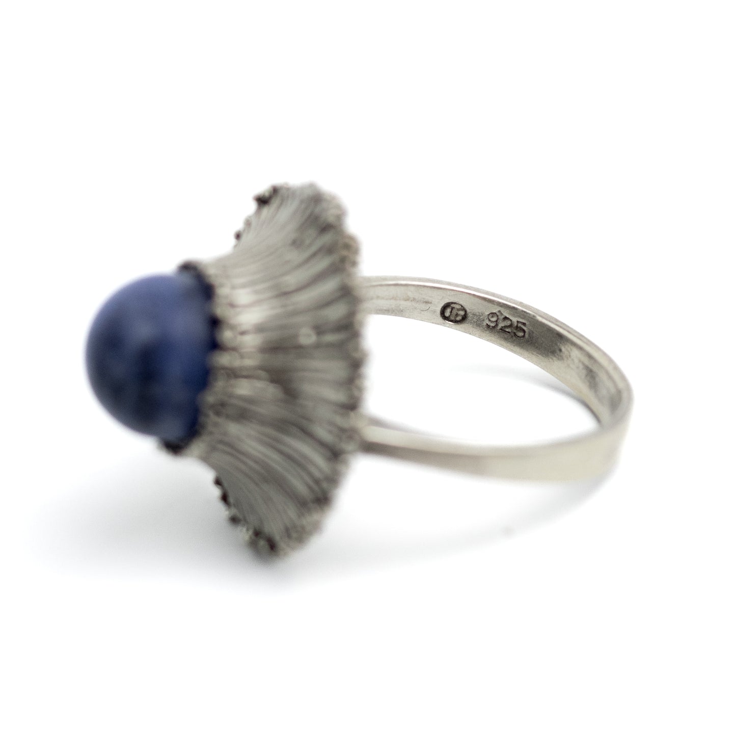 Theodor Fahrner Brutalist Sterling Silver Ring with Matte Sodalite
