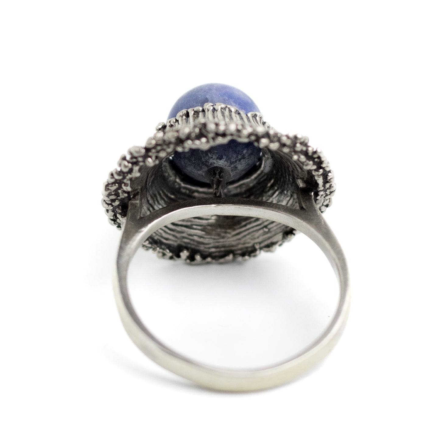 Theodor Fahrner Brutalist Sterling Silver Ring with Matte Sodalite