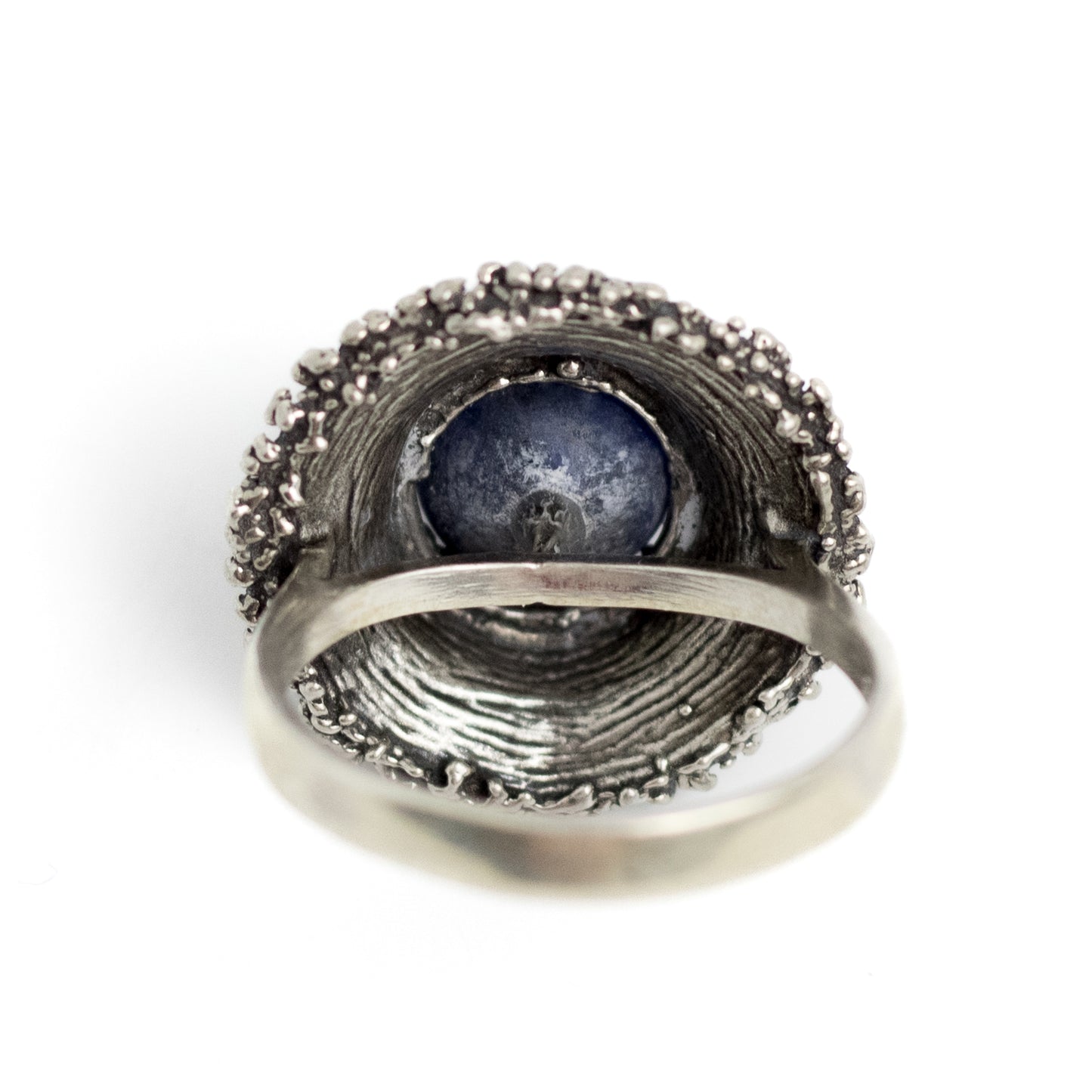 Theodor Fahrner Brutalist Sterling Silver Ring with Matte Sodalite