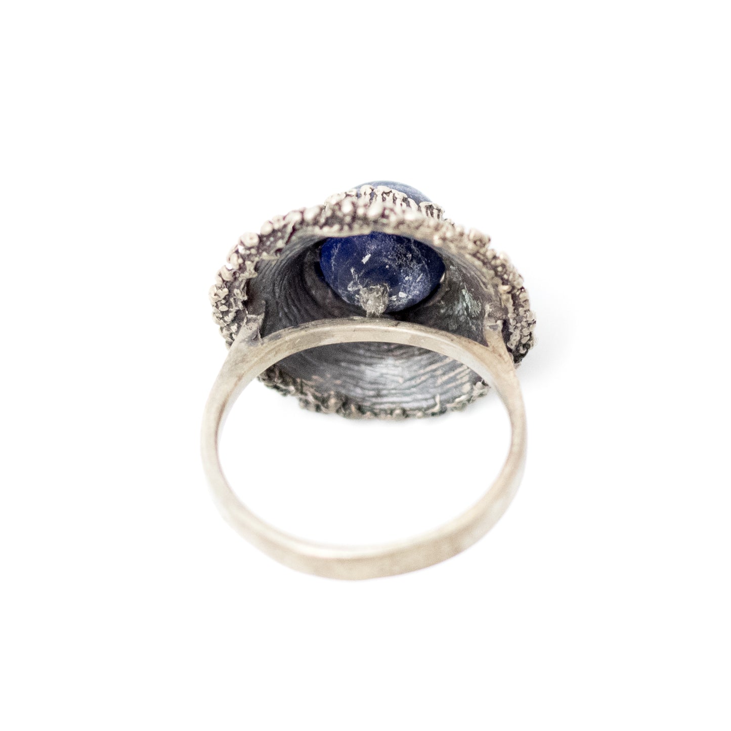 Theodor Fahrner Brutalist Sterling Silver Ring with Matte Sodalite