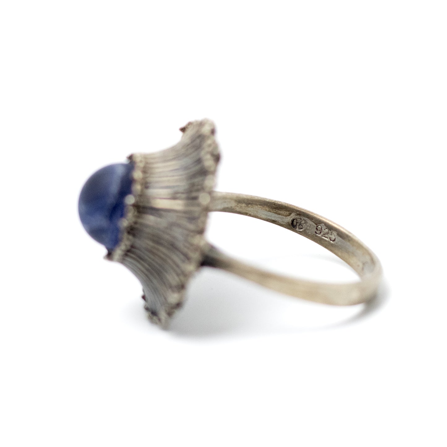 Theodor Fahrner Brutalist Sterling Silver Ring with Matte Sodalite