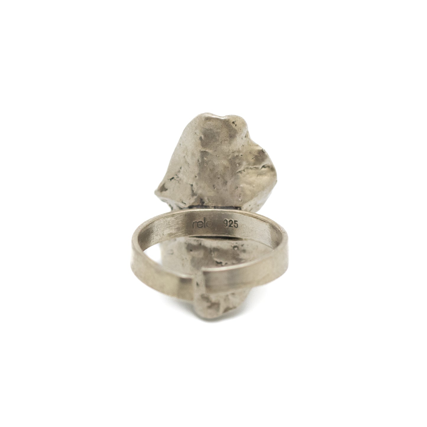 RELO Vintage Brutalist Silver Ring with Carnelian and Chrysoprase