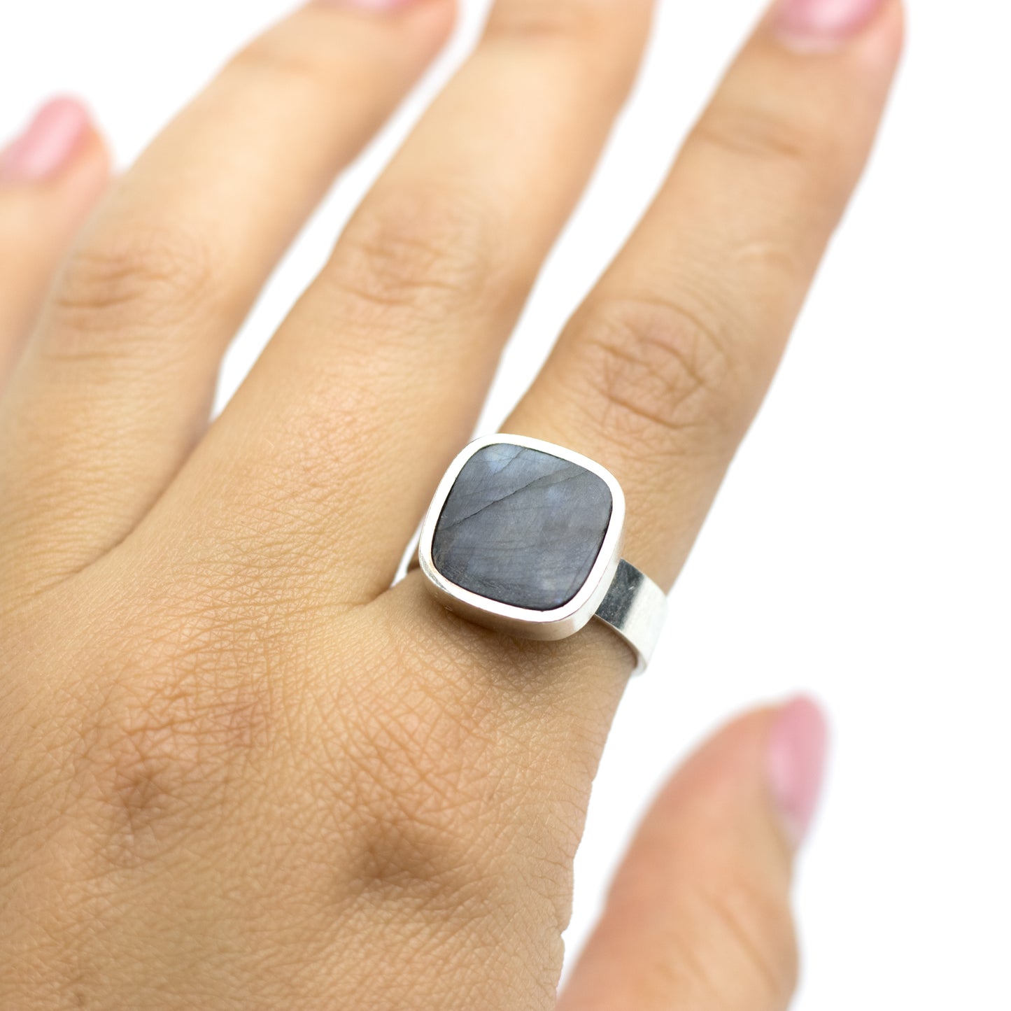 Kupittaan Kulta vintage Bague en argent moderniste finlandais avec spectrolite