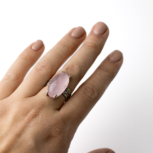 Helmut von Kleist Vintage Silver Ring with Rose Quartz