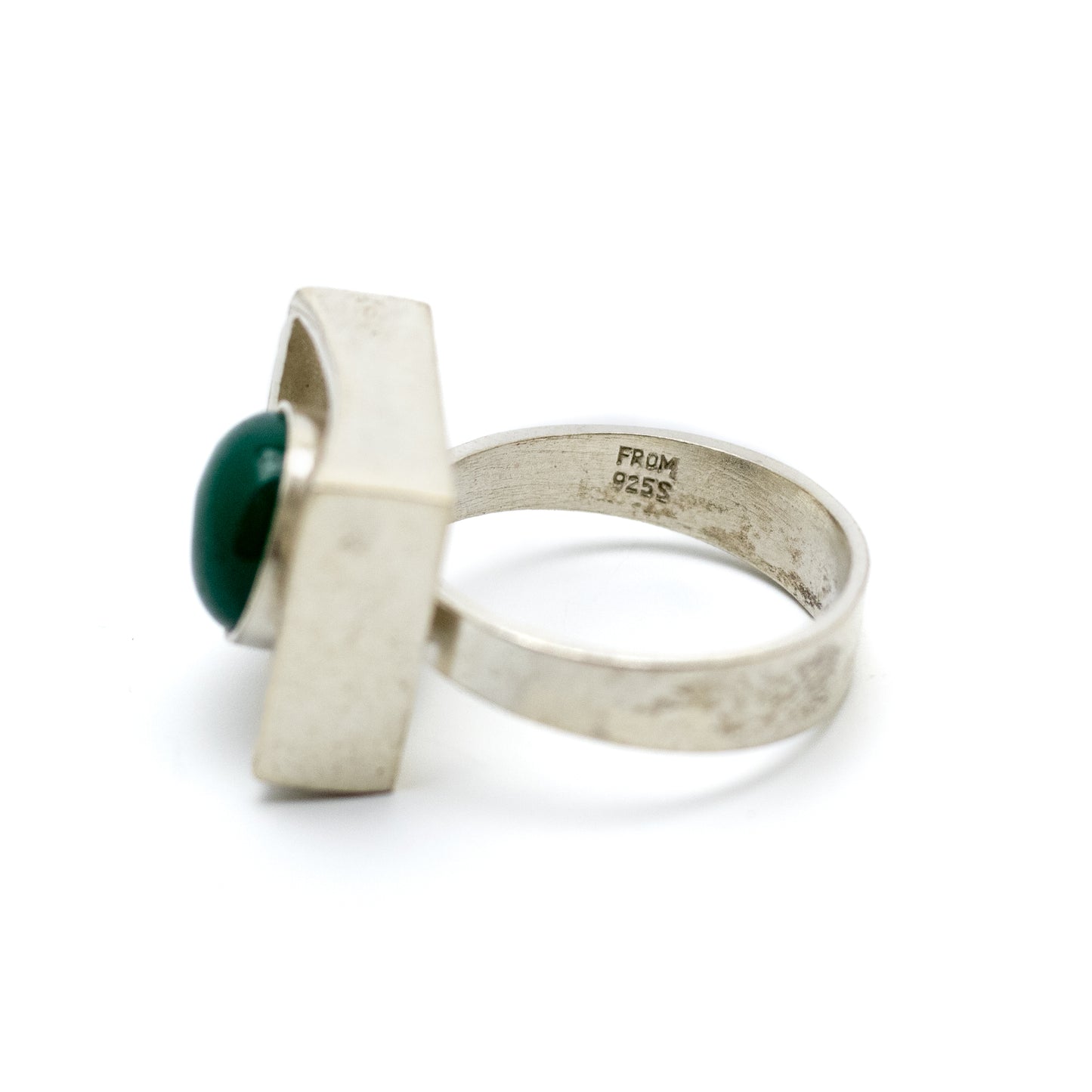 Niels Erik From Modernist Silver Ring with Chrysoprase