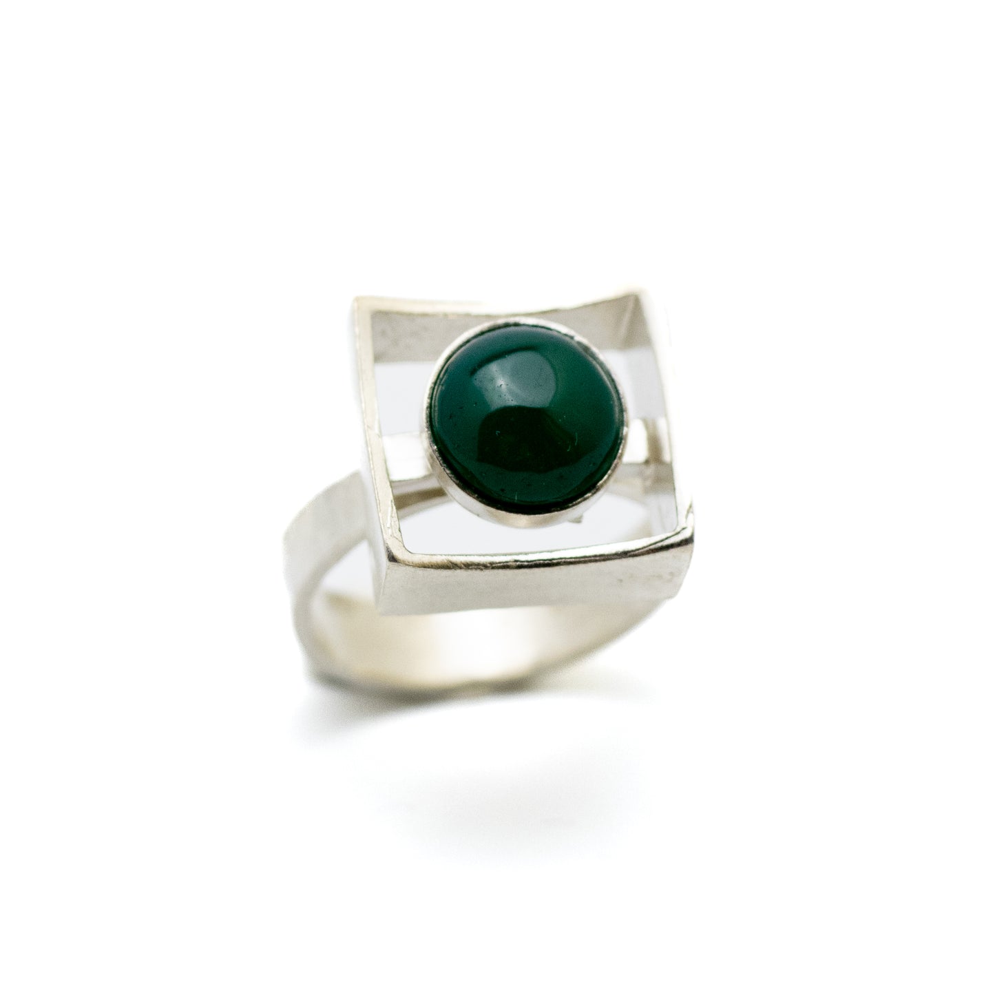 Niels Erik From Modernist Silver Ring with Chrysoprase