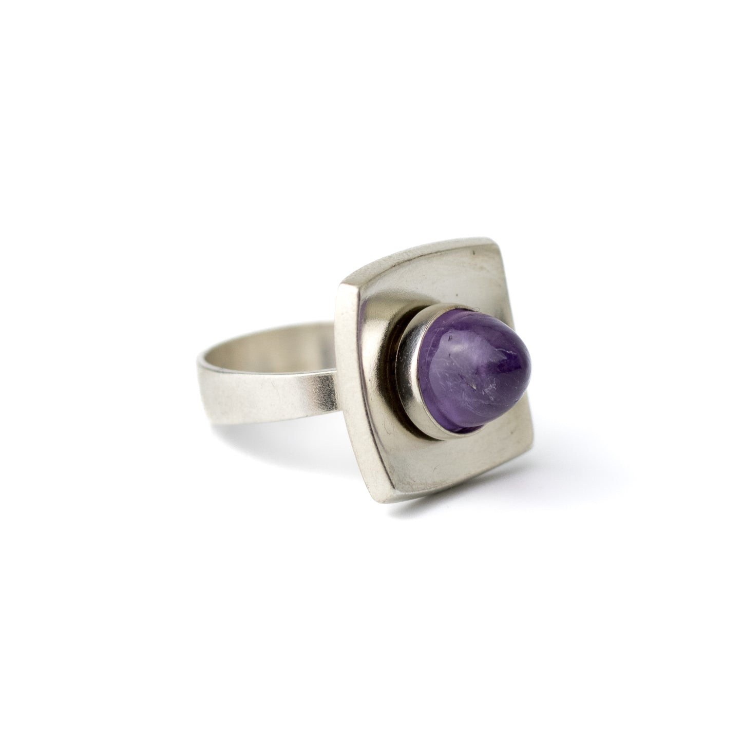 Niels Erik From Danish Modernist Silver Ring with Amethyst