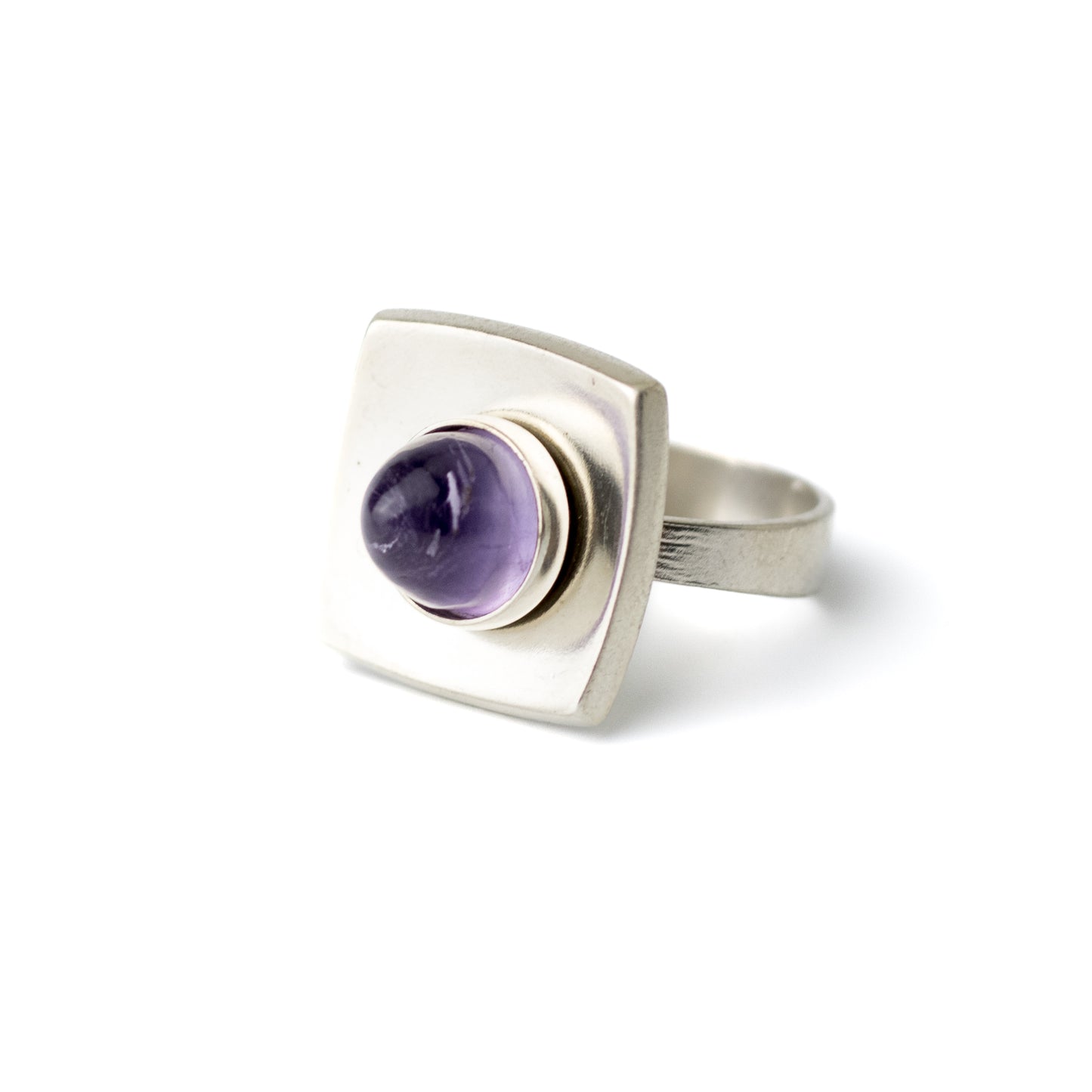 Niels Erik From Danish Modernist Silver Ring with Amethyst