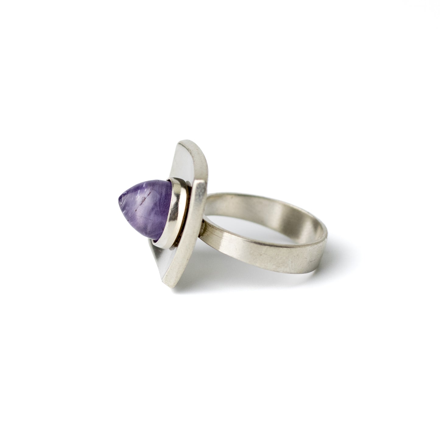 Niels Erik From Danish Modernist Silver Ring with Amethyst