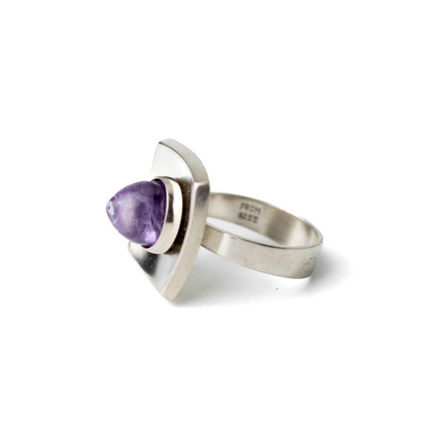Niels Erik From Danish Modernist Silver Ring with Amethyst