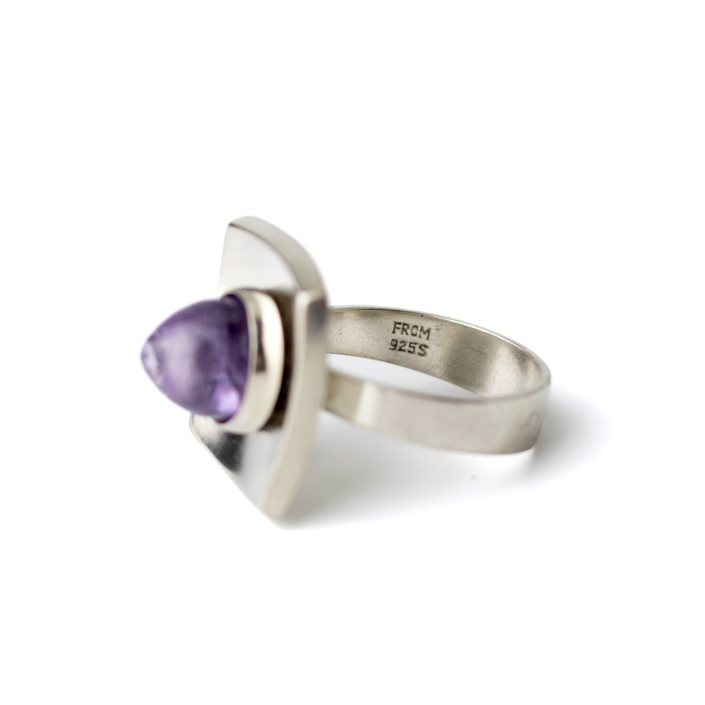 Niels Erik From Danish Modernist Silver Ring with Amethyst