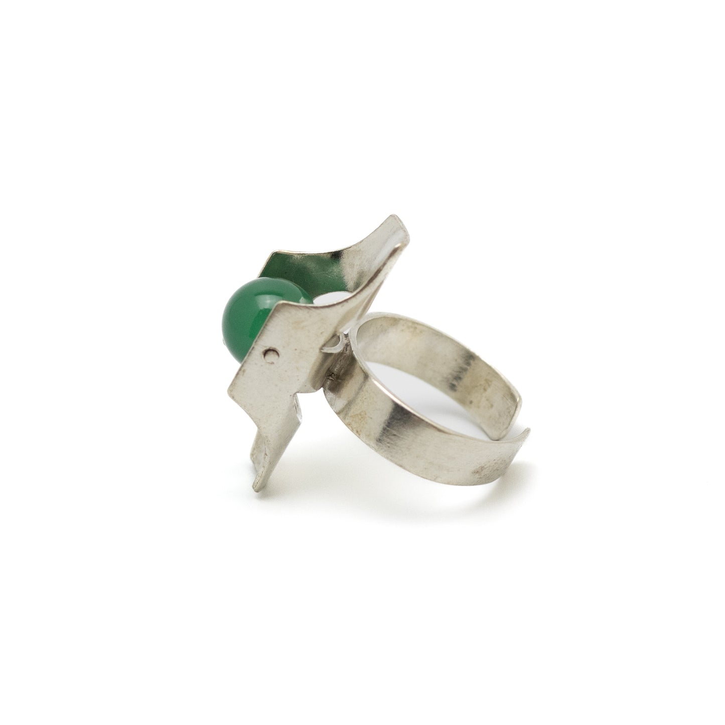 Kultaseppa Salovaara Vintage Silver Ring with Rotating Chrysoprase Sphere