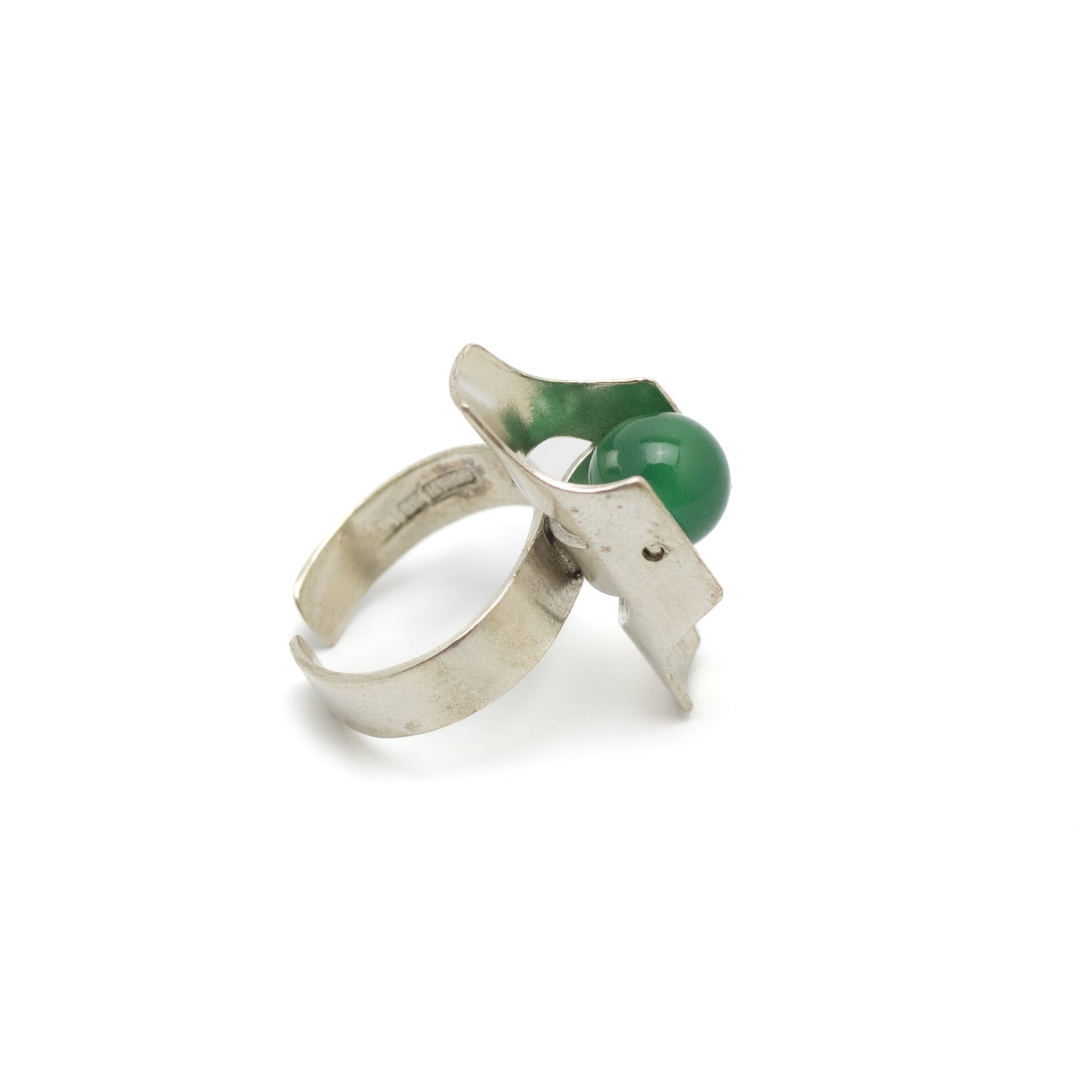 Kultaseppa Salovaara Vintage Silver Ring with Rotating Chrysoprase Sphere