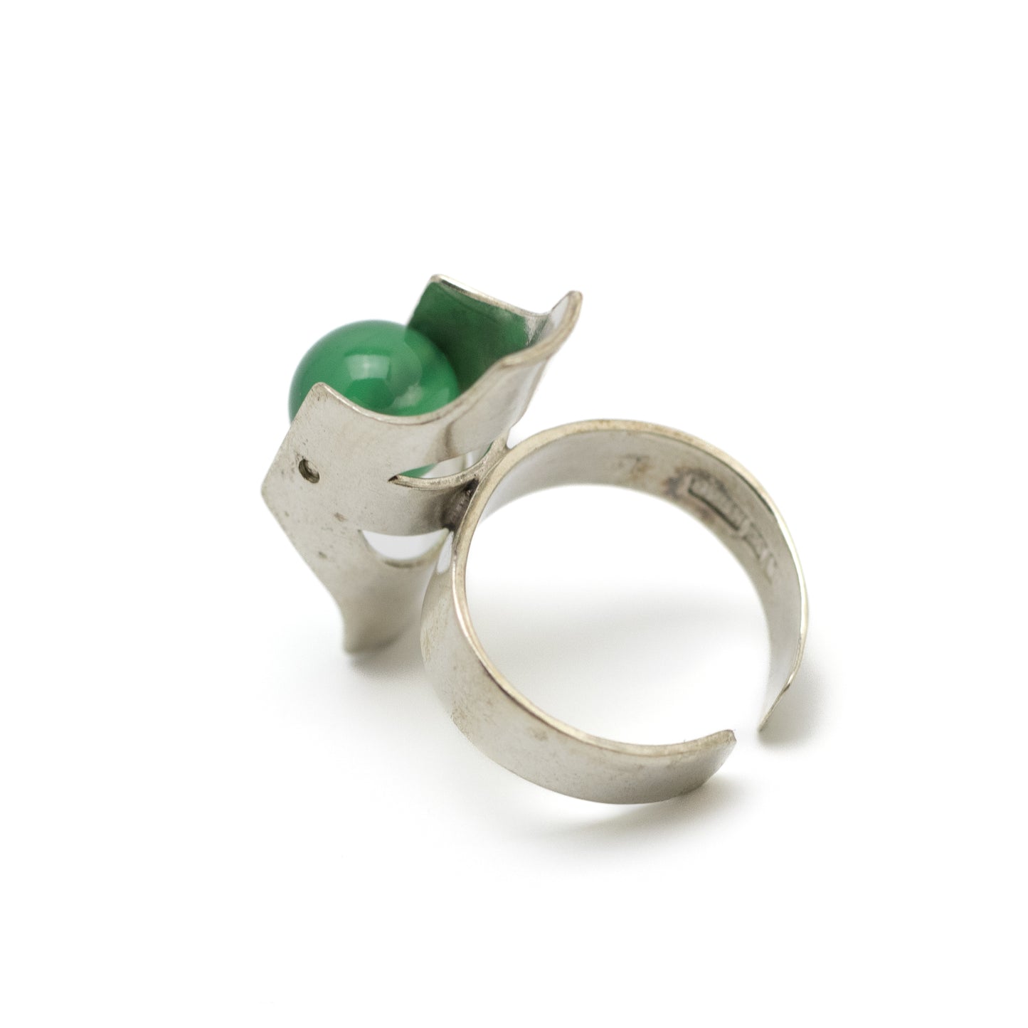 Kultaseppa Salovaara Vintage Silver Ring with Rotating Chrysoprase Sphere