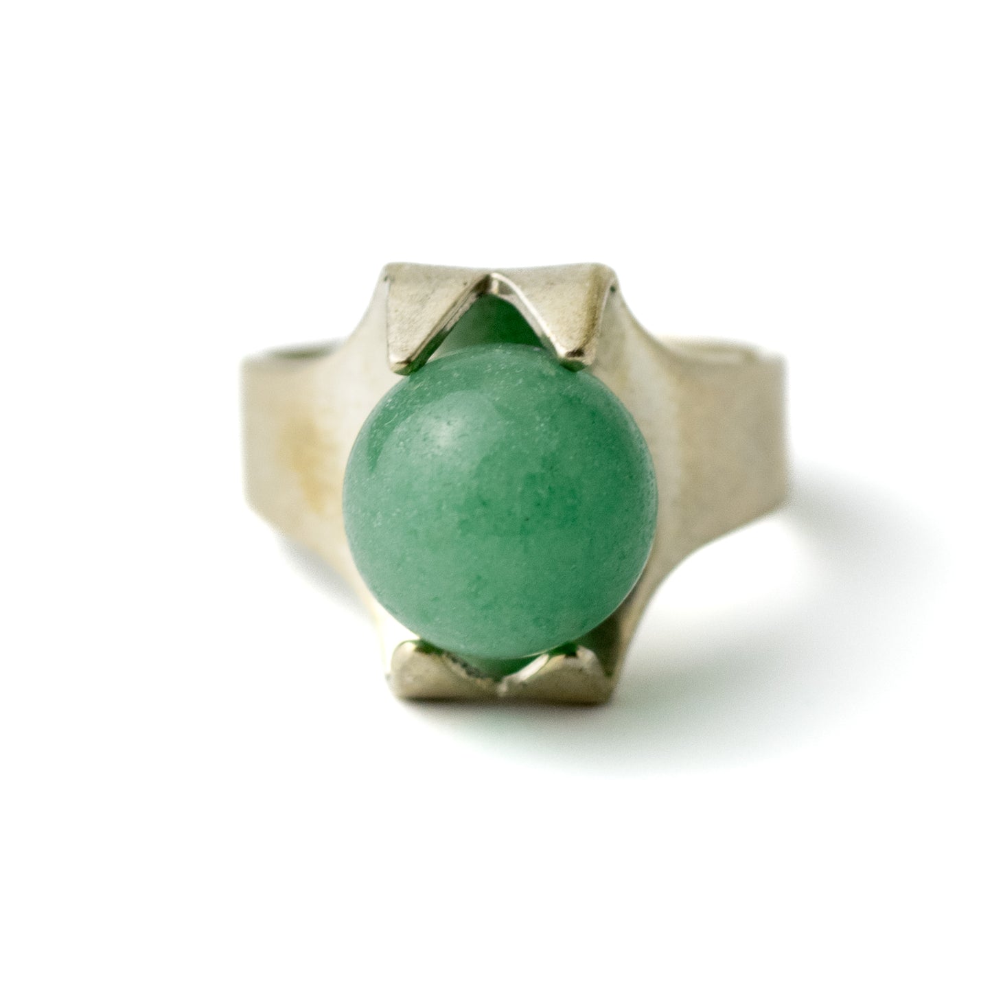 Kultaseppa Salovaara Vintage Finnish Brutalist Silver Ring with Green Quartz