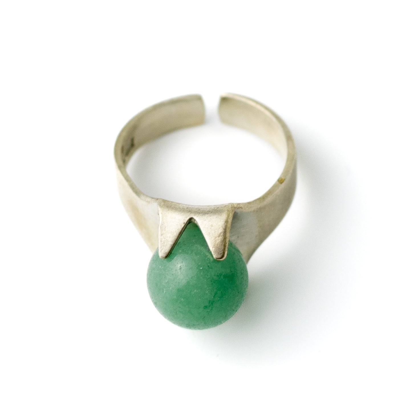 Kultaseppa Salovaara Vintage Finnish Brutalist Silver Ring with Green Quartz