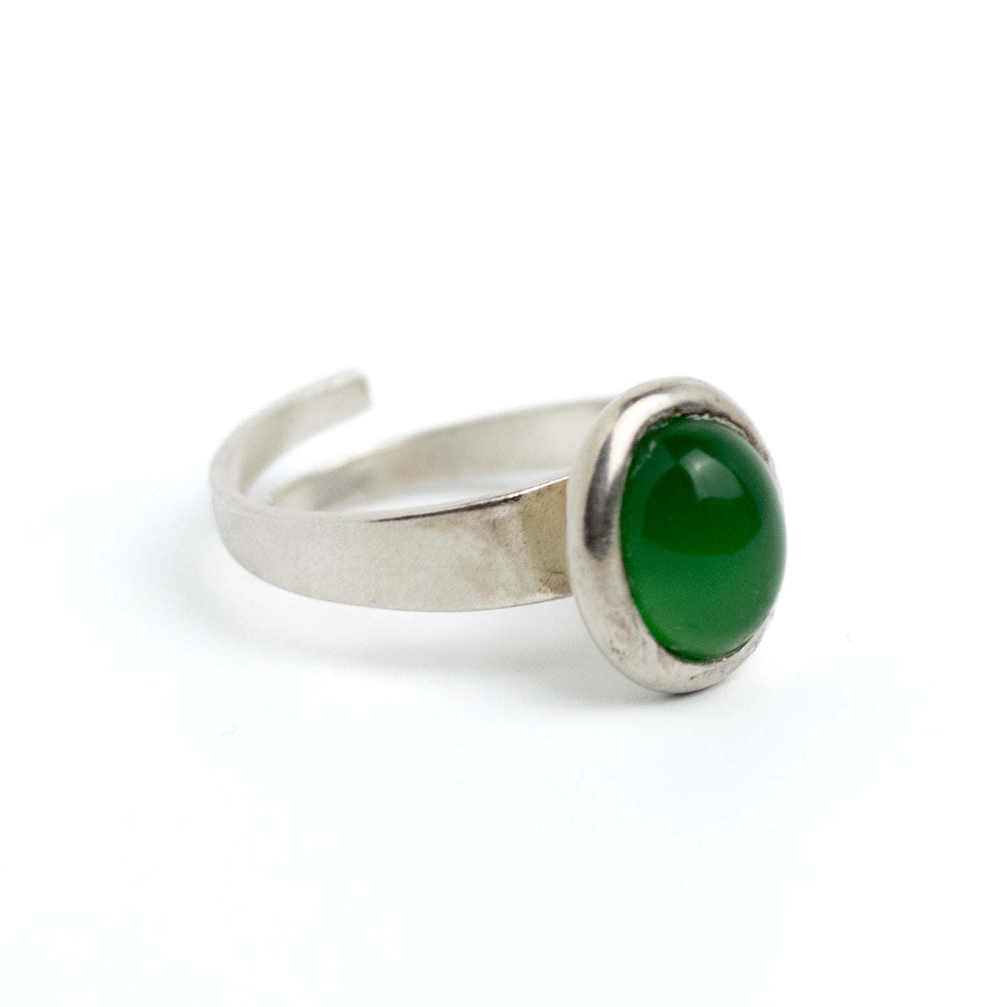 Finnish Modernist Vintage Silver Ring with Chrysoprase on Stem
