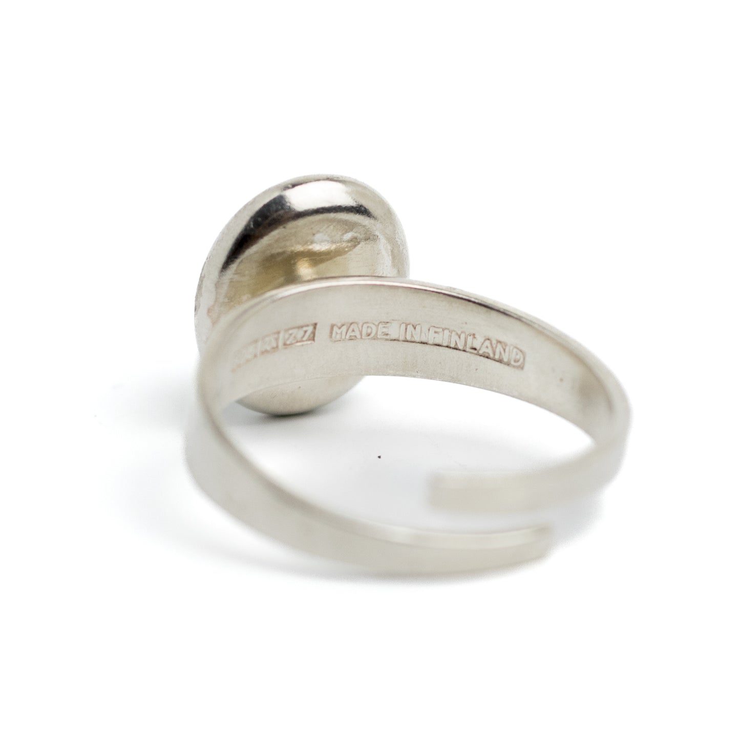 Finnish Modernist Vintage Silver Ring with Chrysoprase on Stem