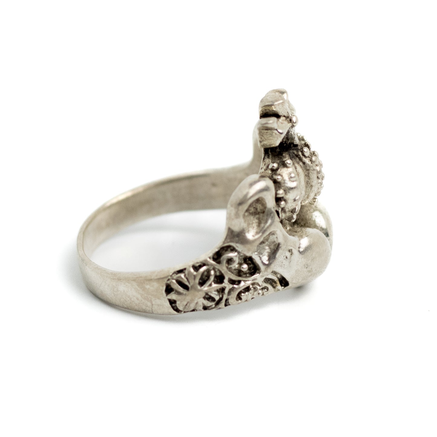 Vintage Sterling Silver Claddagh Ring with Wings and Crown