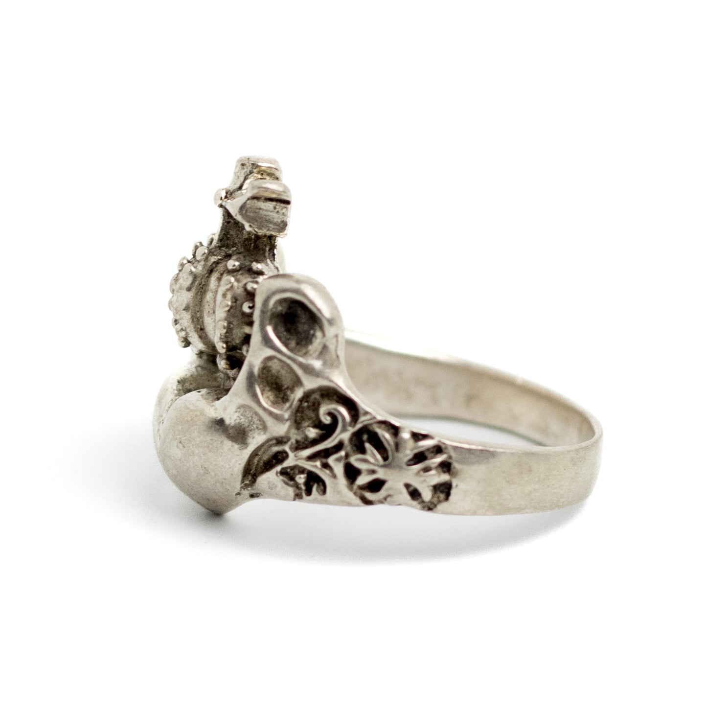 Vintage Sterling Silver Claddagh Ring with Wings and Crown