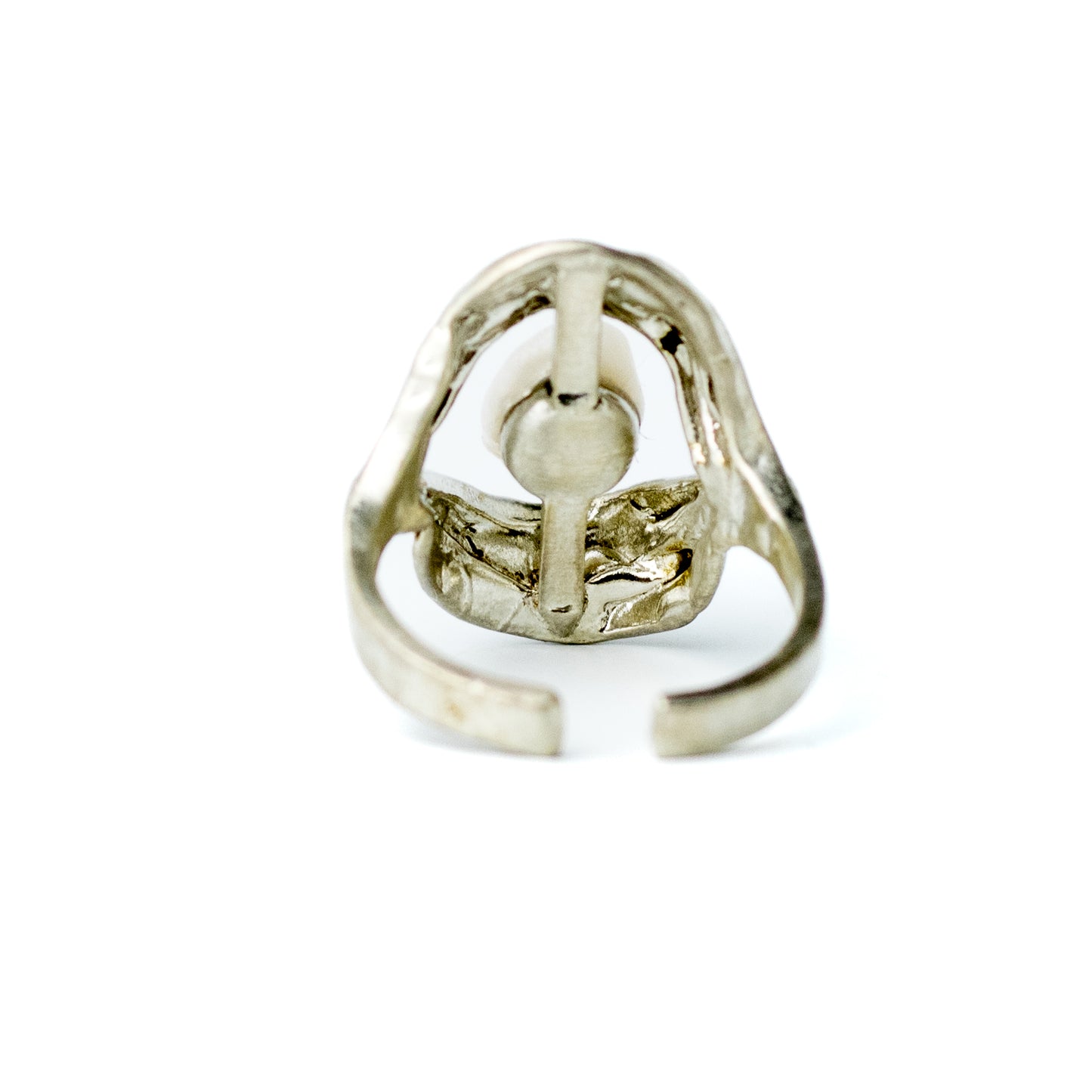 Perli Germany Brutalist Sterling Silver Ring with Natural Pearl