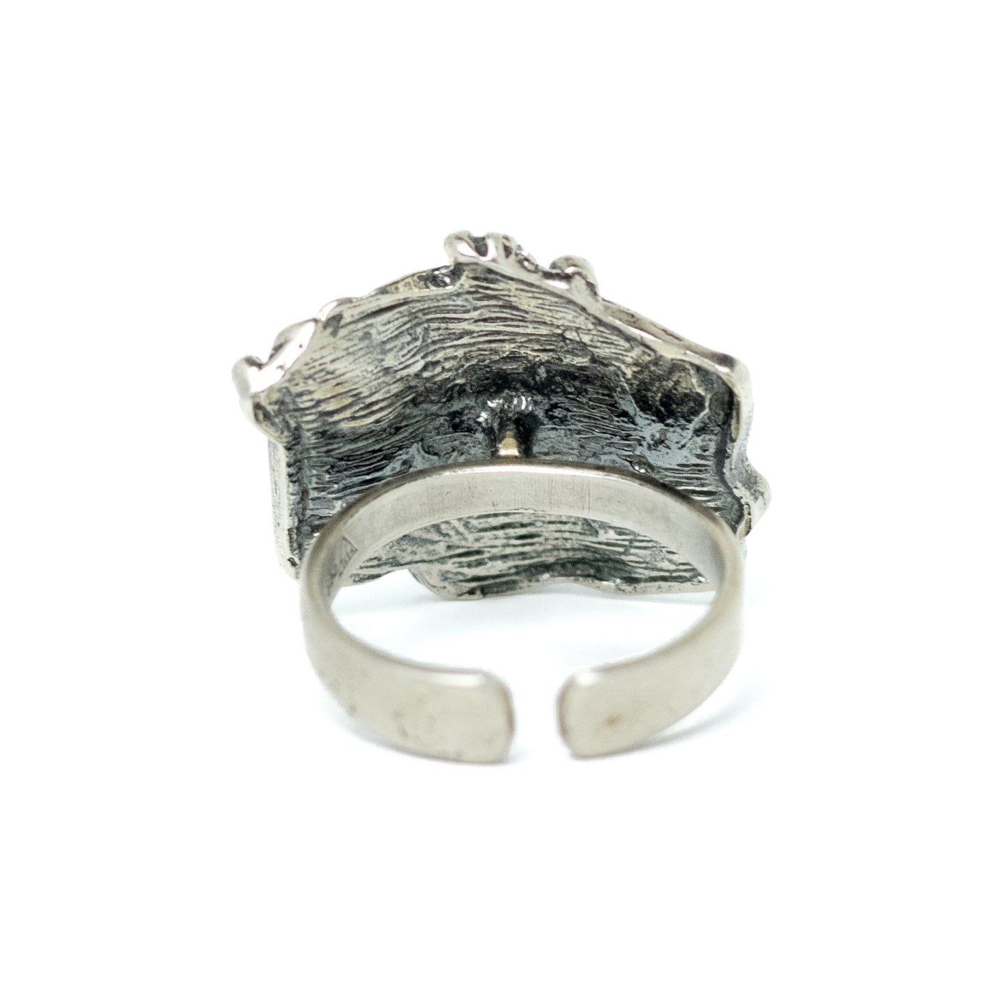 TEKA German Brutalist Silver Ring with Sculptural Textured Design