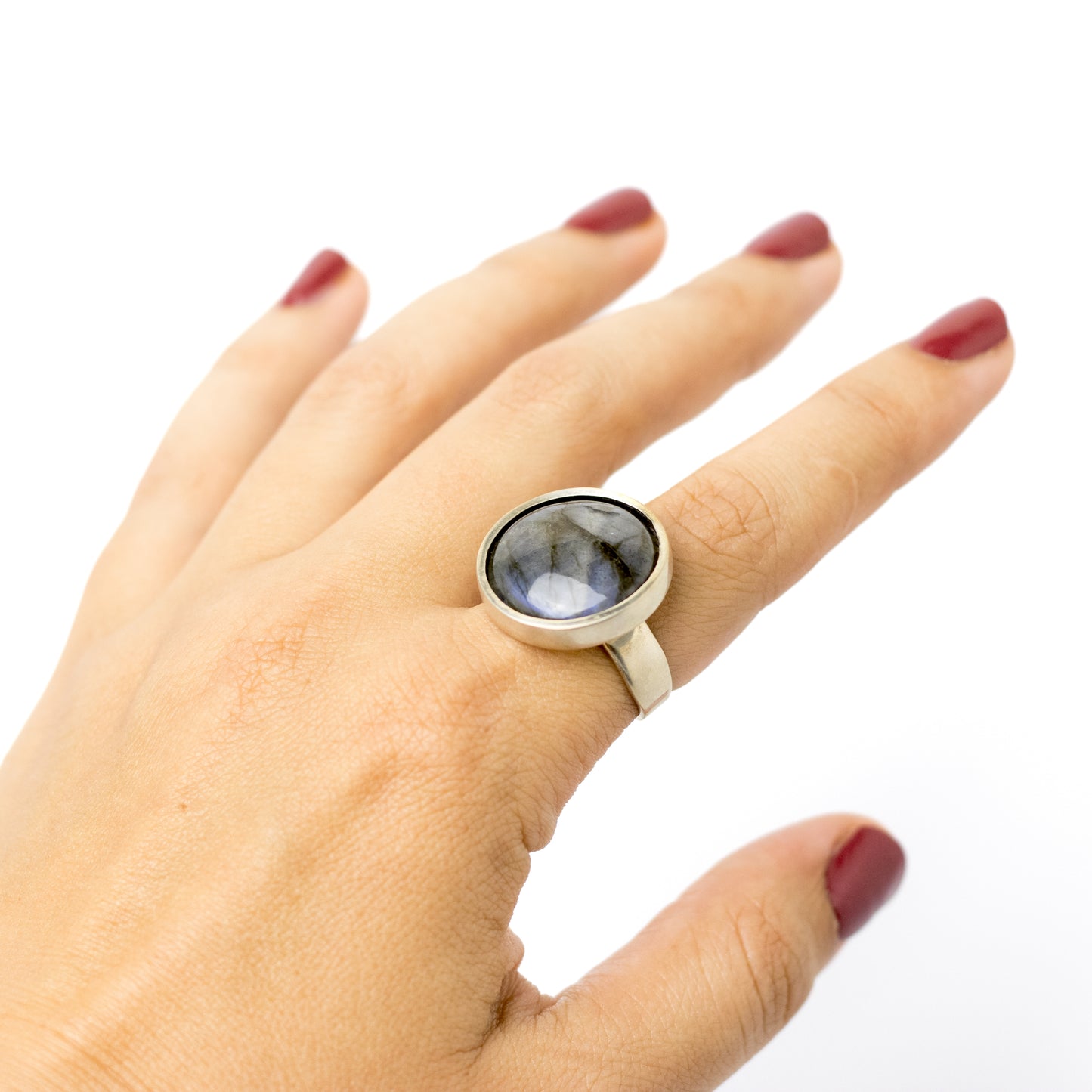 Bengt Hallberg Modernist Silver Ring with Labradorite