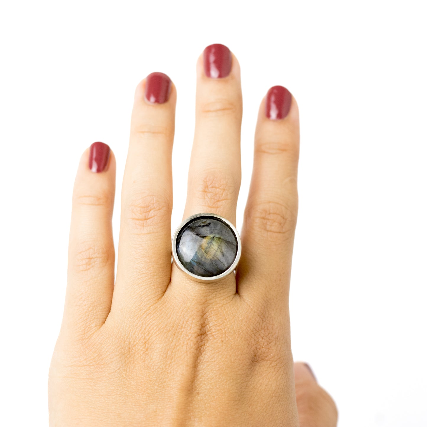 Bengt Hallberg Modernist Silver Ring with Labradorite