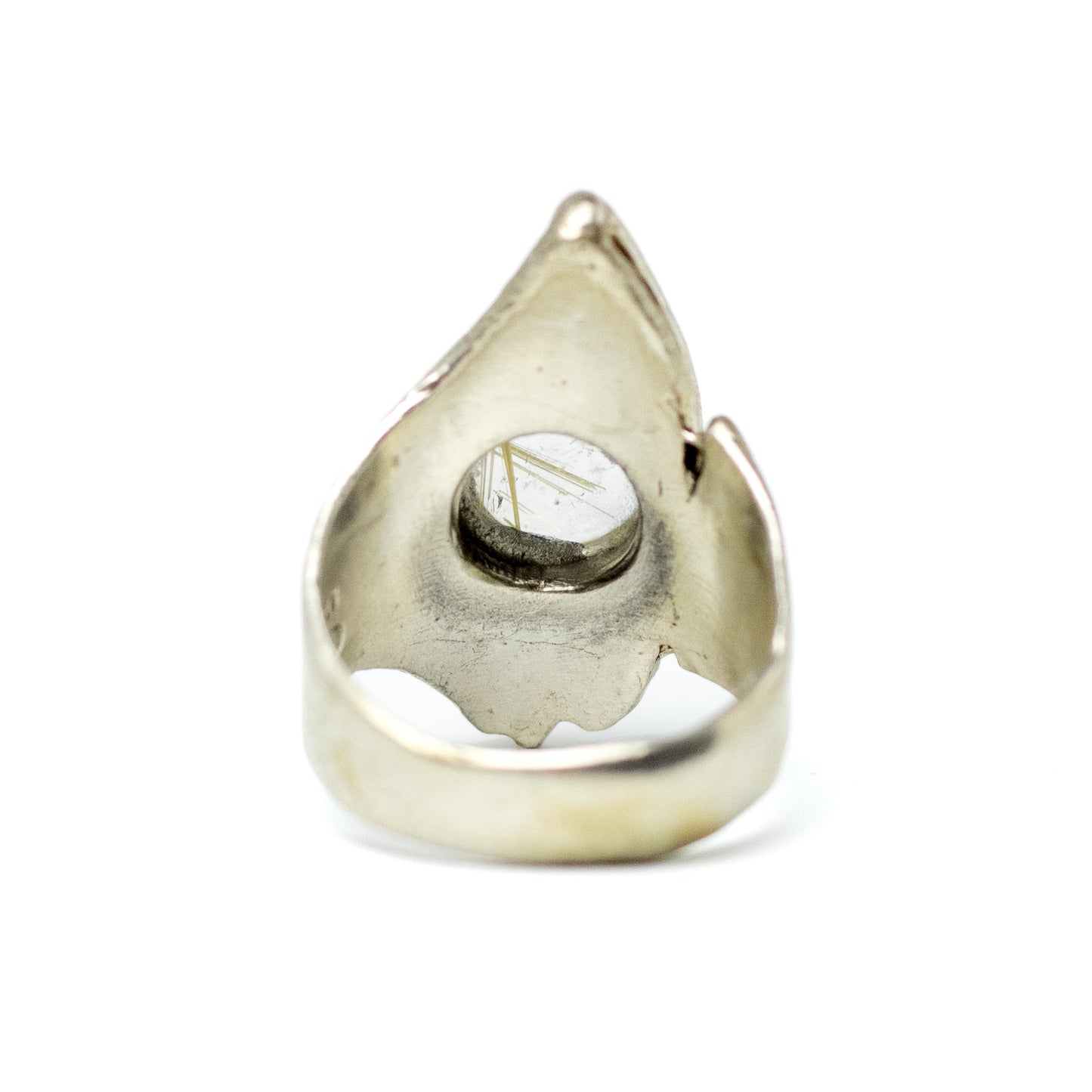 Monika & Burkhard OLY German Brutalist Silver Ring with Rutilated Quartz