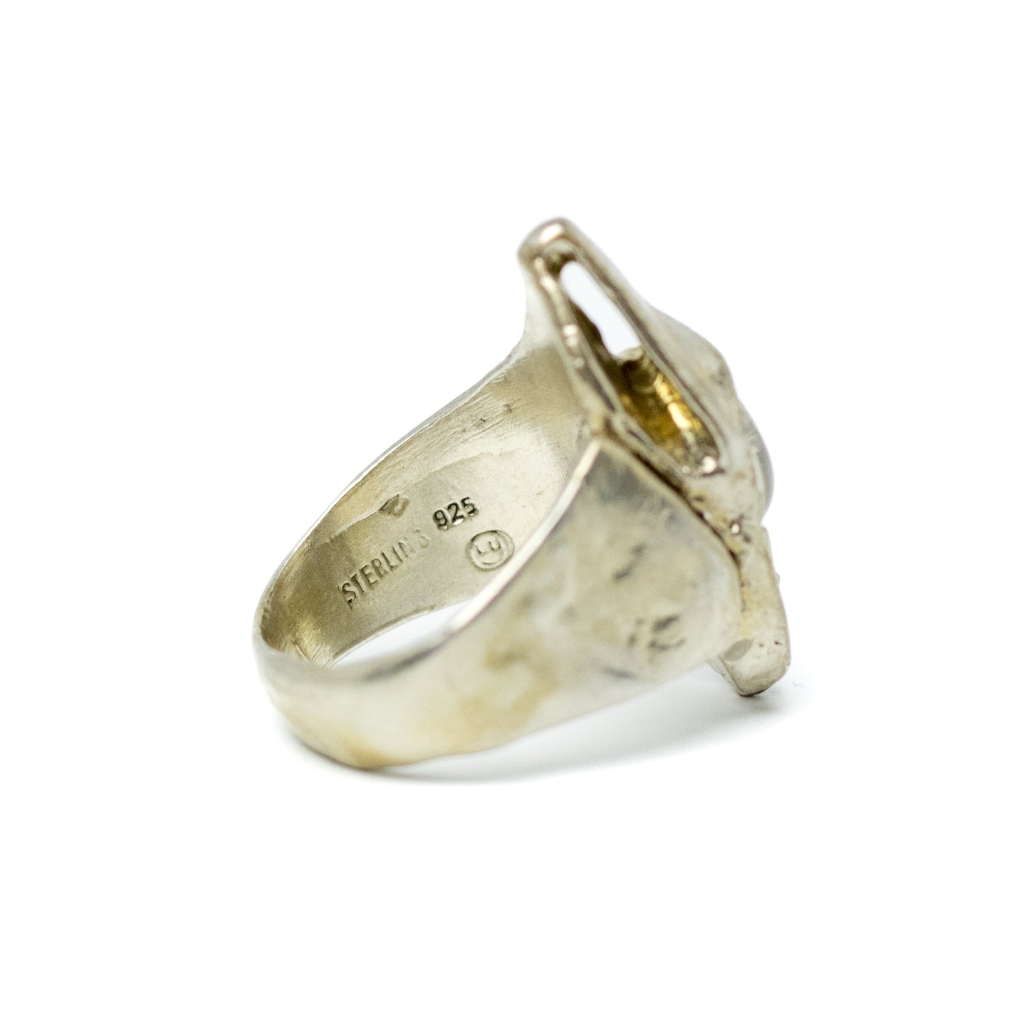 Monika & Burkhard OLY German Brutalist Silver Ring with Rutilated Quartz