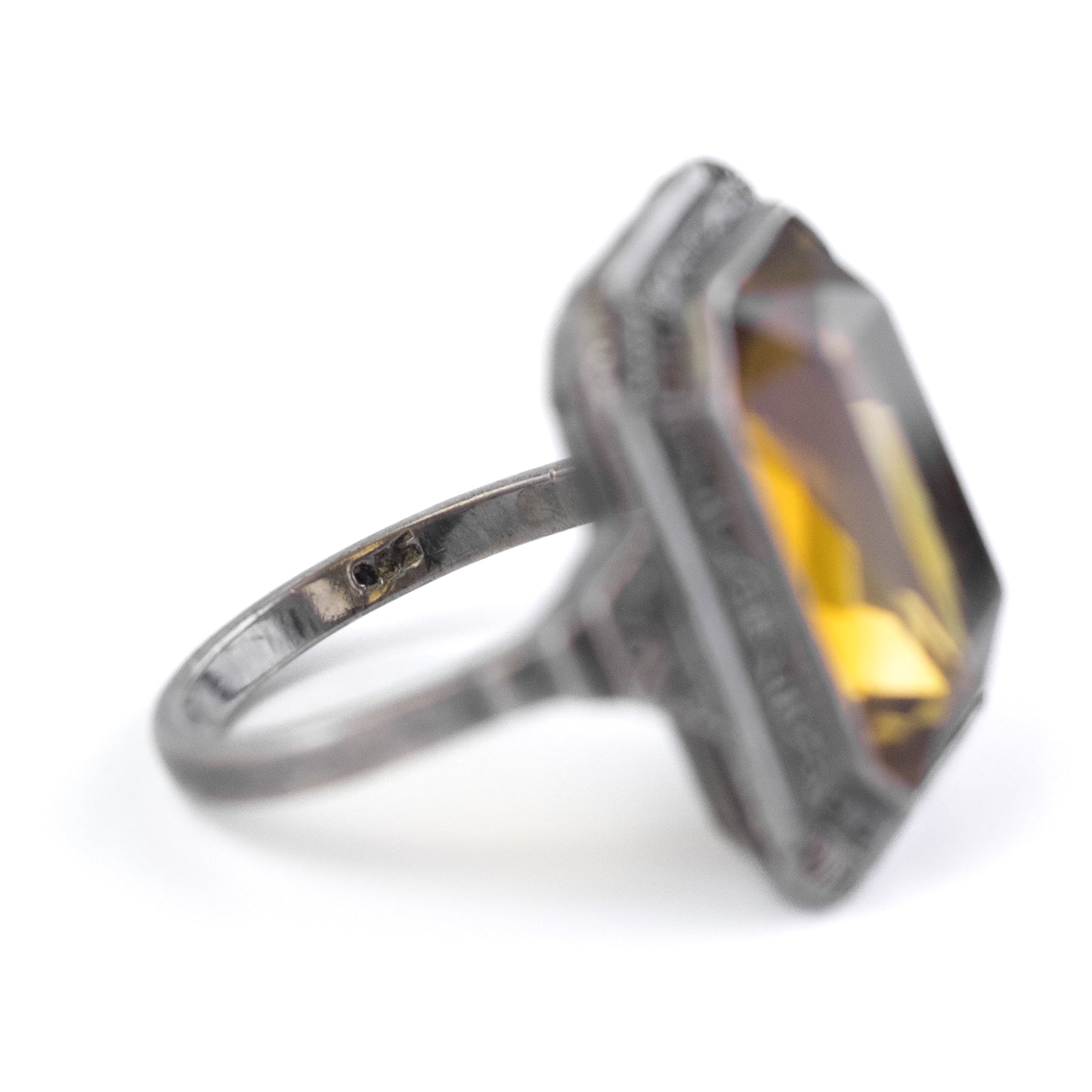 Antique Art Deco Silver Citrine Ring