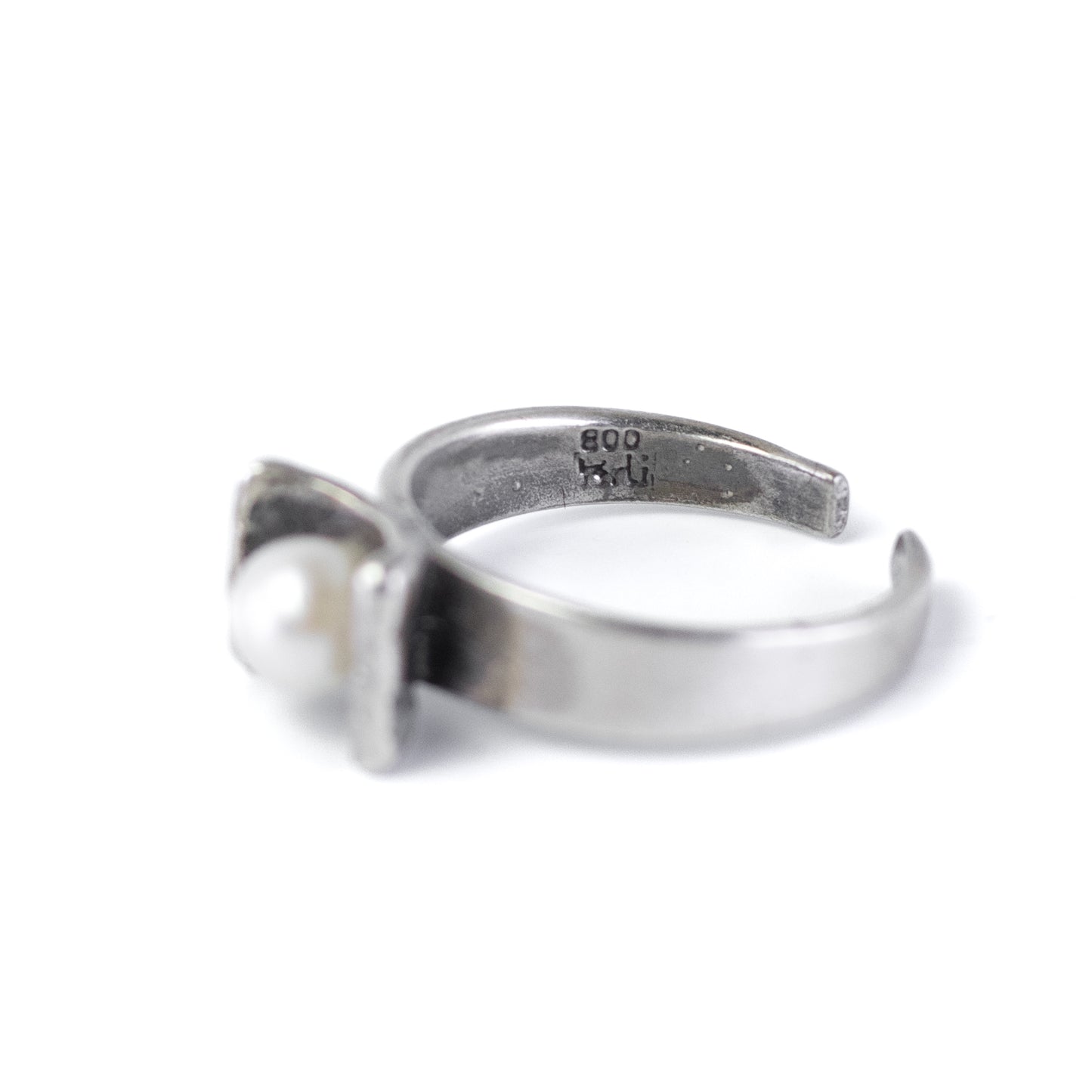 Vintage Dainty Silver Pearl Ring By Perli