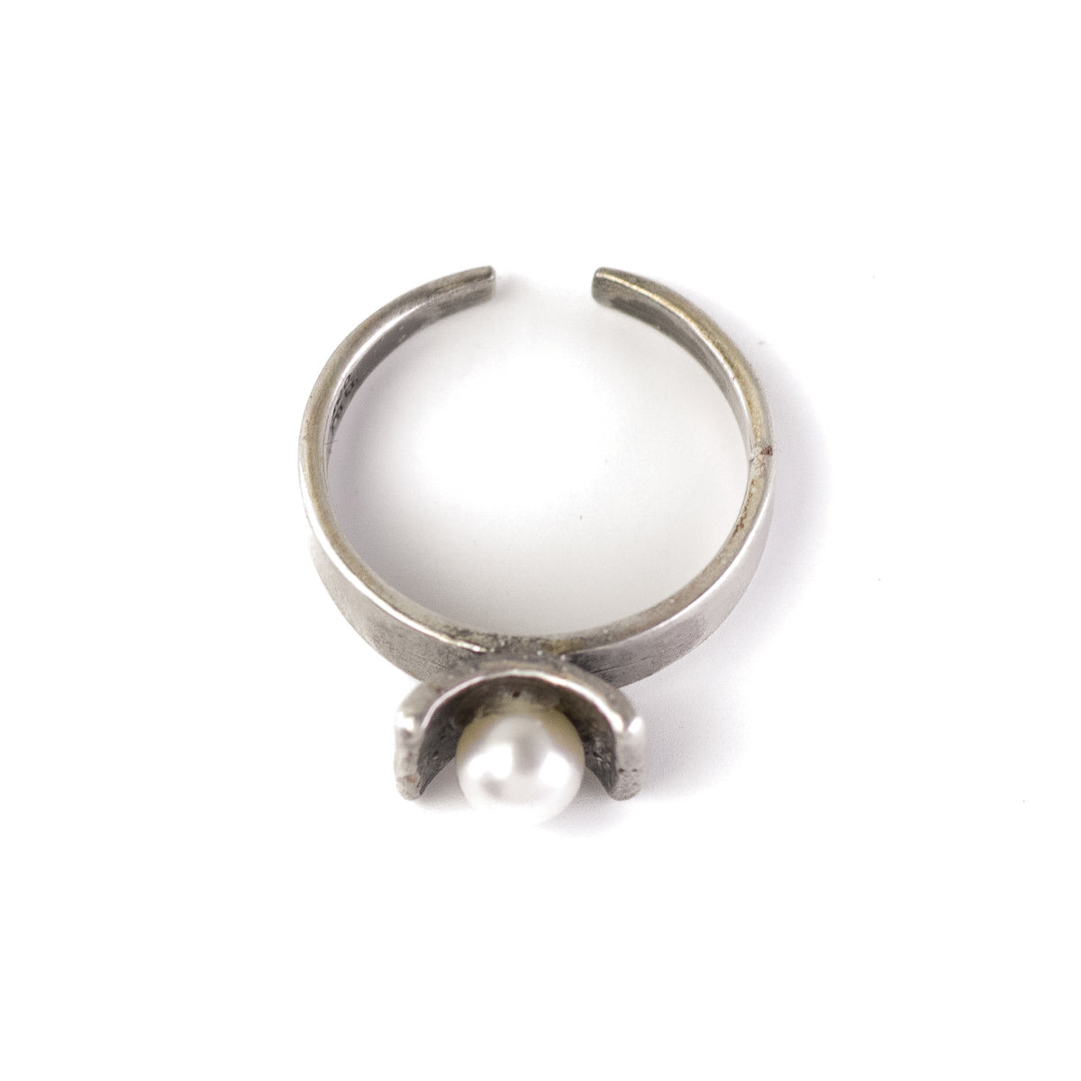 Vintage Dainty Silver Pearl Ring By Perli