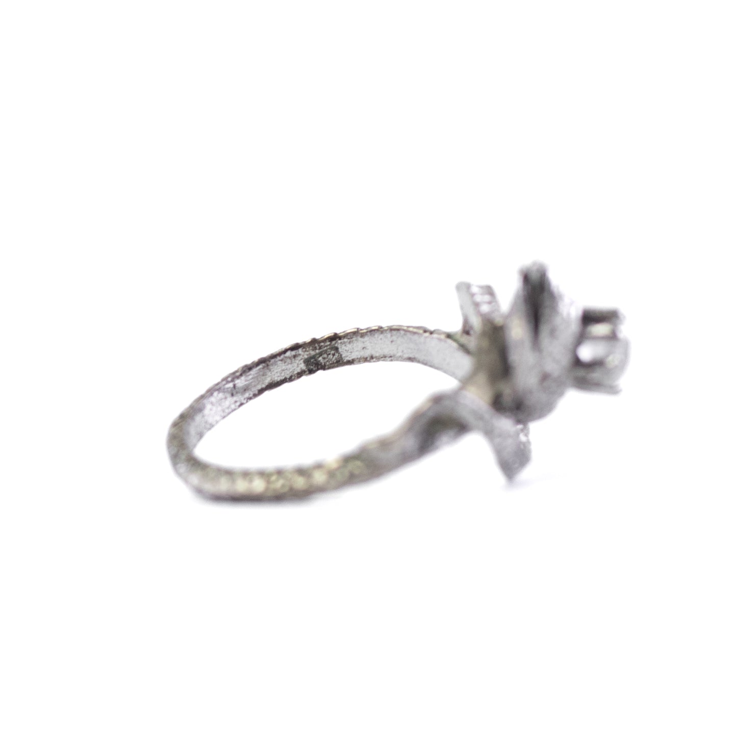 Snake Motif Vintage Silver Ring With Crown Detail