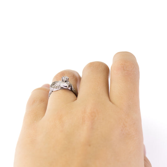 Snake Motif Vintage Silver Ring With Crown Detail