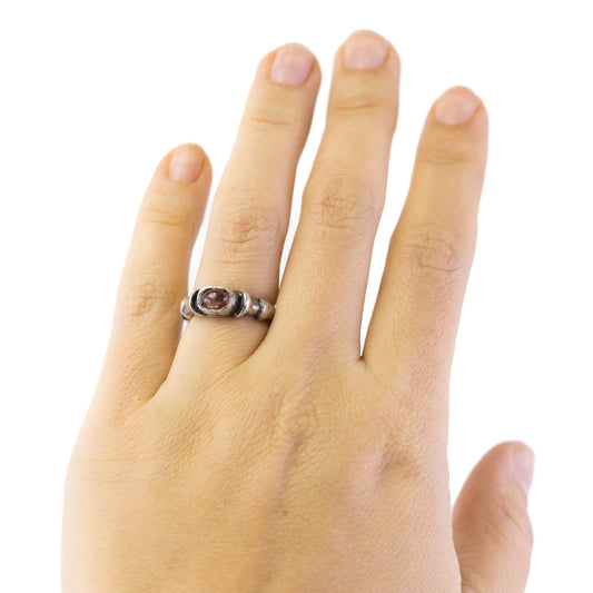 Brutalist Vintage Silver Ring With Tourmaline By Monika & Burkhard OLY