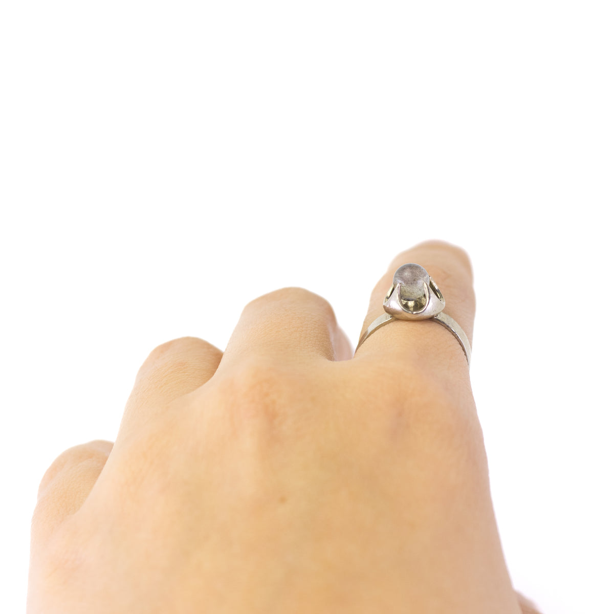 Finnish Vintage Silver Labradorite Sphere Ring By Salovaara