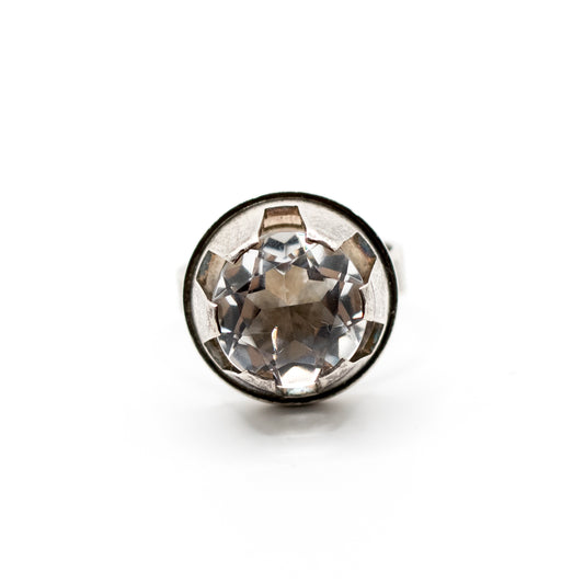 Danish Vintage Silver Rock Crystal Ring By Niels Erik From