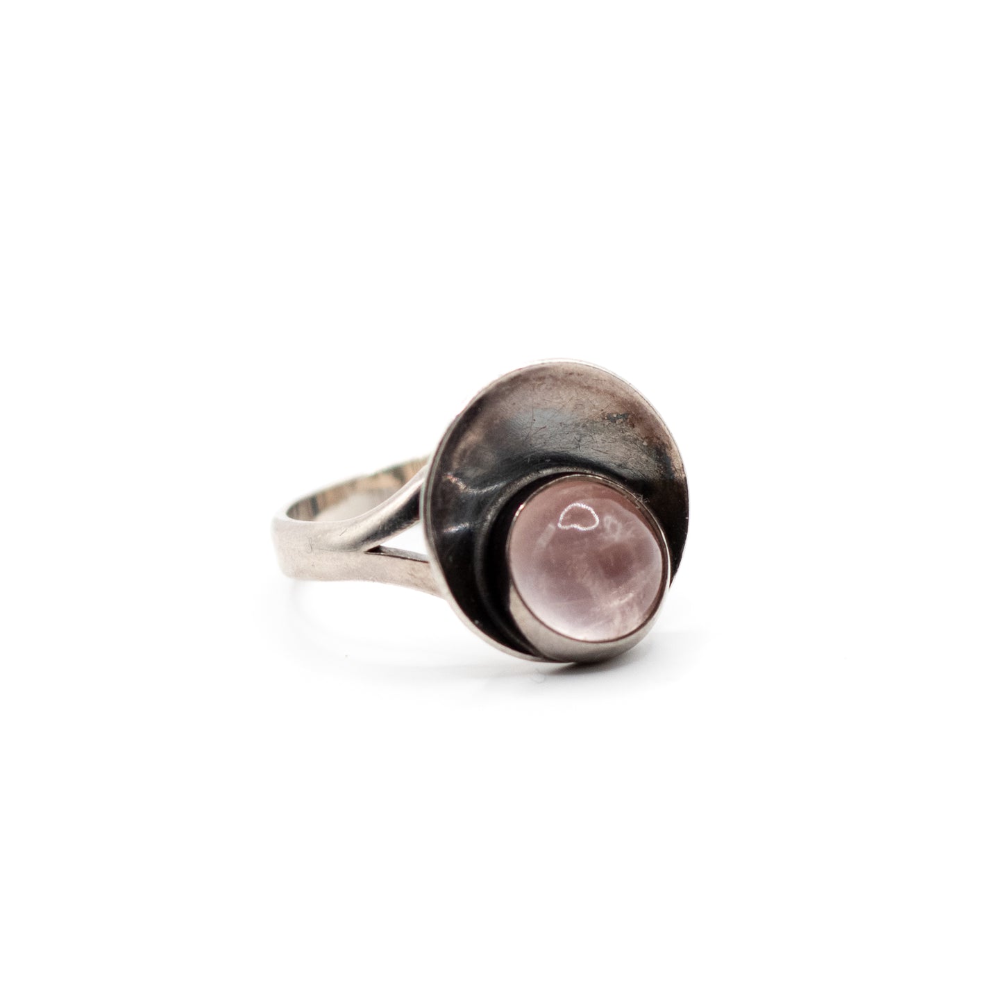 Rose Quartz Vintage Sterling Silver Ring By Niels Erik From