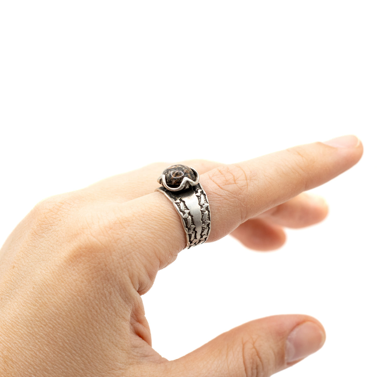 Helmut Von Kleist Vintage Brutalist Silver Rodonite Ring