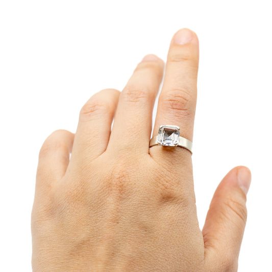 Bengt Hallberg Vintage Sterling Silver Rock Crystal Ring