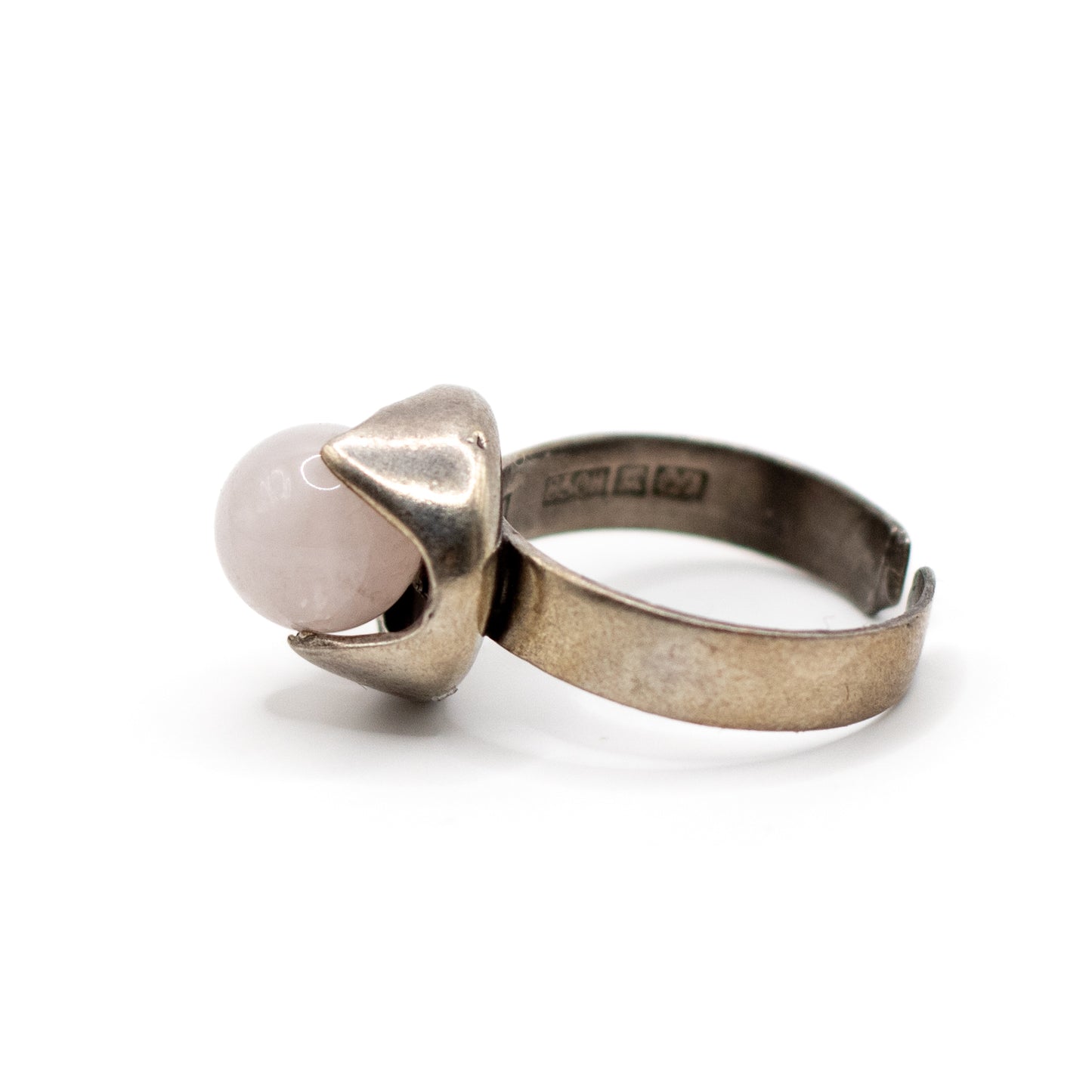 Kupittaan Kulta Rosenquarz Silber Vintage Modernist Ring