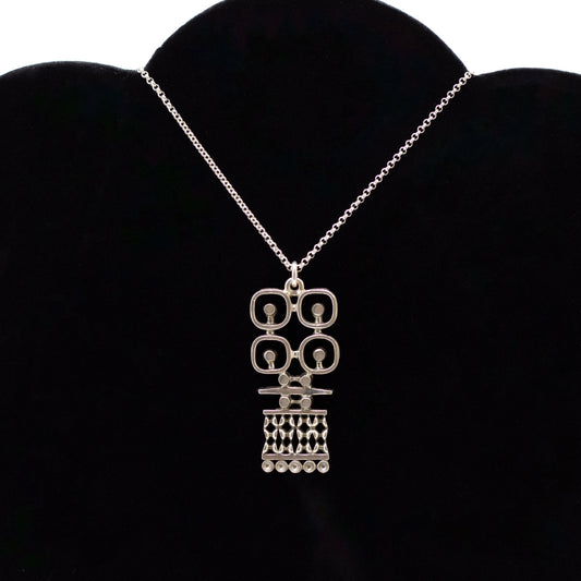 Jorma Laine Vintage Finnish Silver Pendant with Geometric Modernist Design