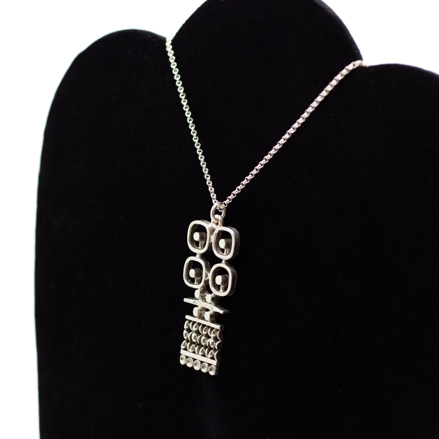 Jorma Laine Vintage Finnish Silver Pendant with Geometric Modernist Design